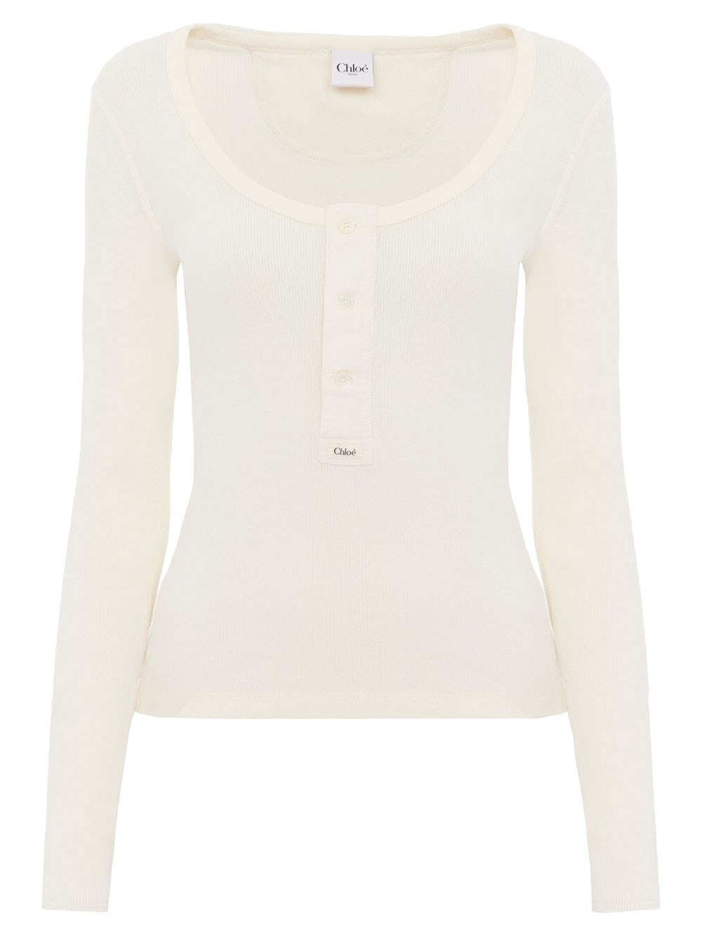 SCOOP-NECK COTTON JERSEY HENLEY TOP