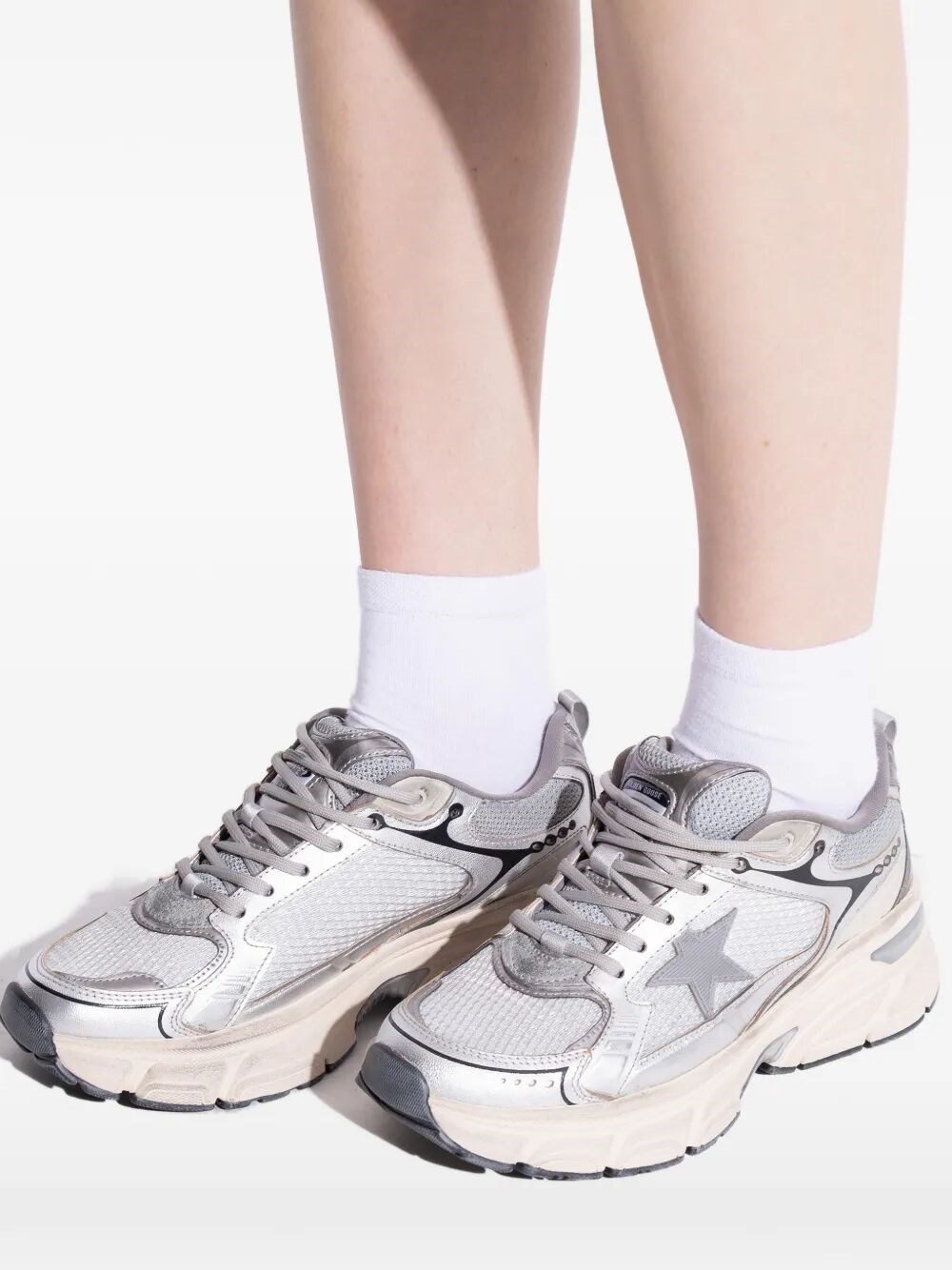 LIGHTSTAR LAMINATED LEATHER AND MESH SNEAKERS
