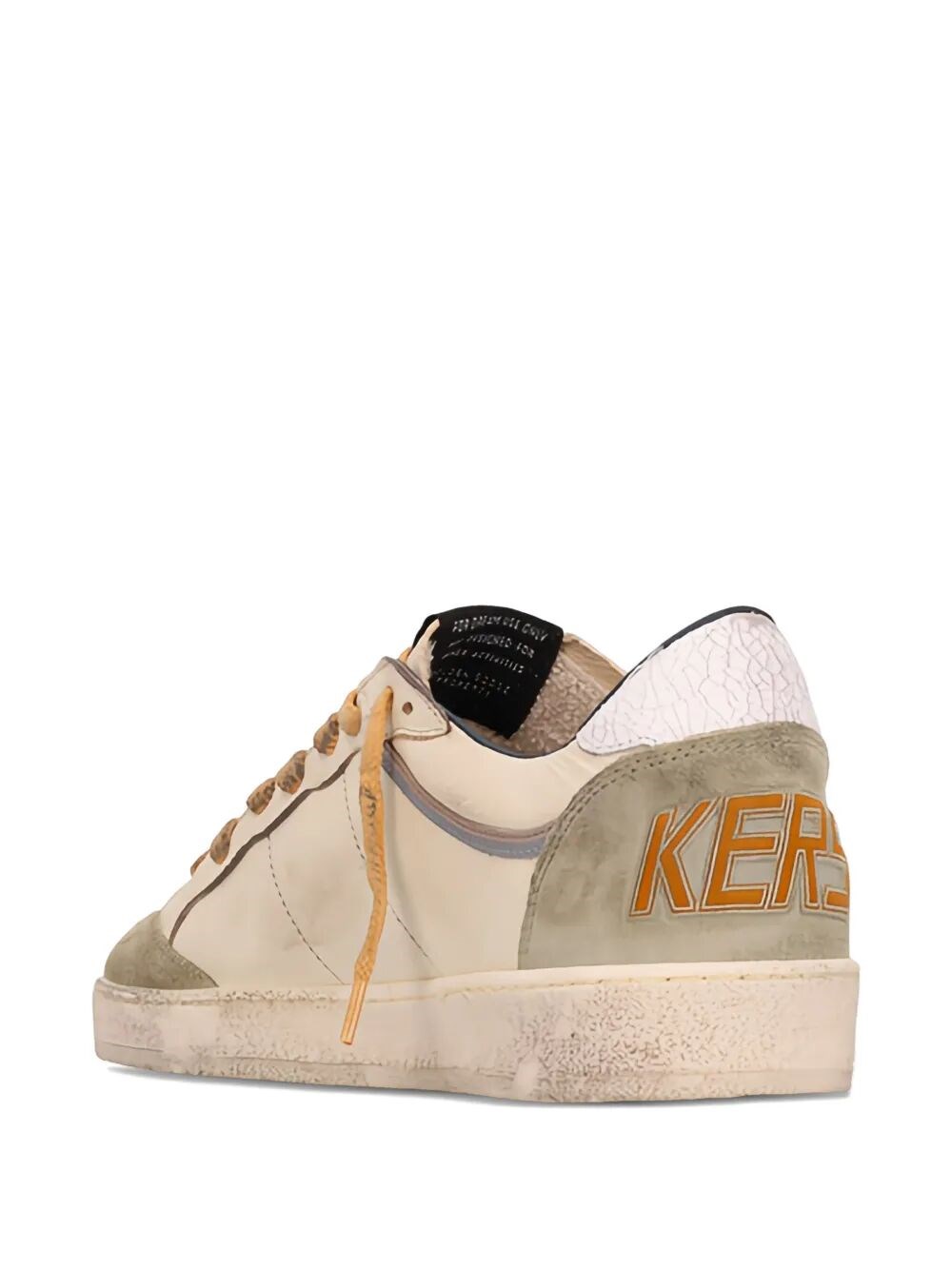 BALL STAR NAPPA LEATHER SNEAKERS WITH SUEDE INSERTS AND CRACK LEATHER STAR AND HEEL TAB