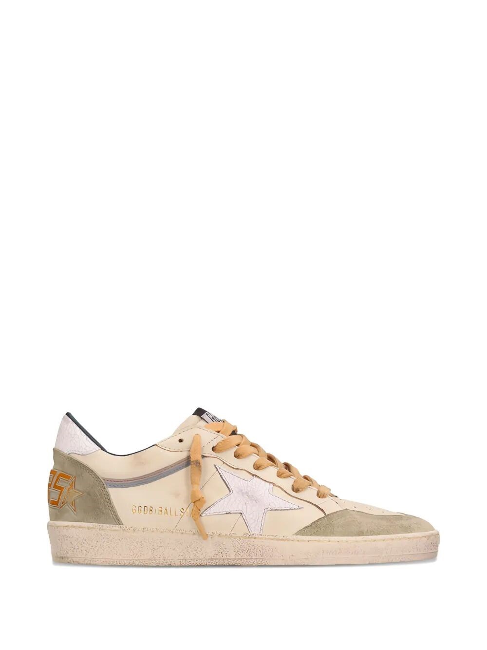 BALL STAR NAPPA LEATHER SNEAKERS WITH SUEDE INSERTS AND CRACK LEATHER STAR AND HEEL TAB