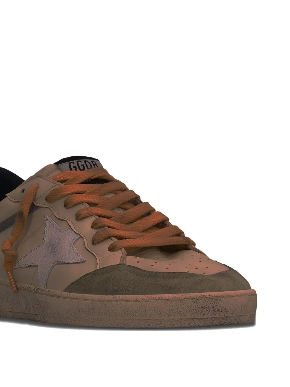 BALL STAR NAPPA LEATHER SNEAKERS WITH SUEDE INSERTS AND CRACK LEATHER STAR AND HEEL TAB