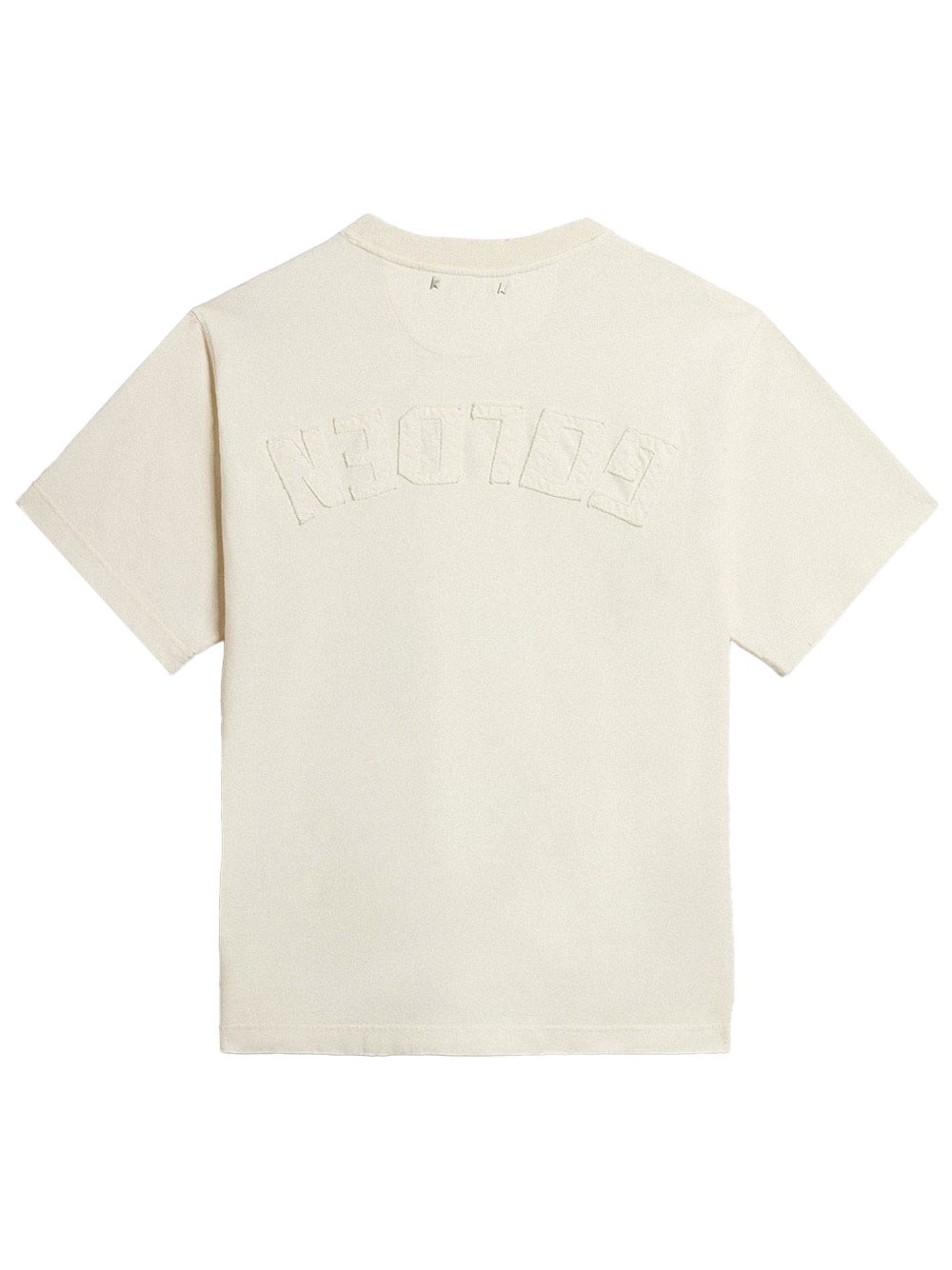 AGED-EFFECT COTTON T-SHIRT WITH REVERSE LOGO ON THE BACK