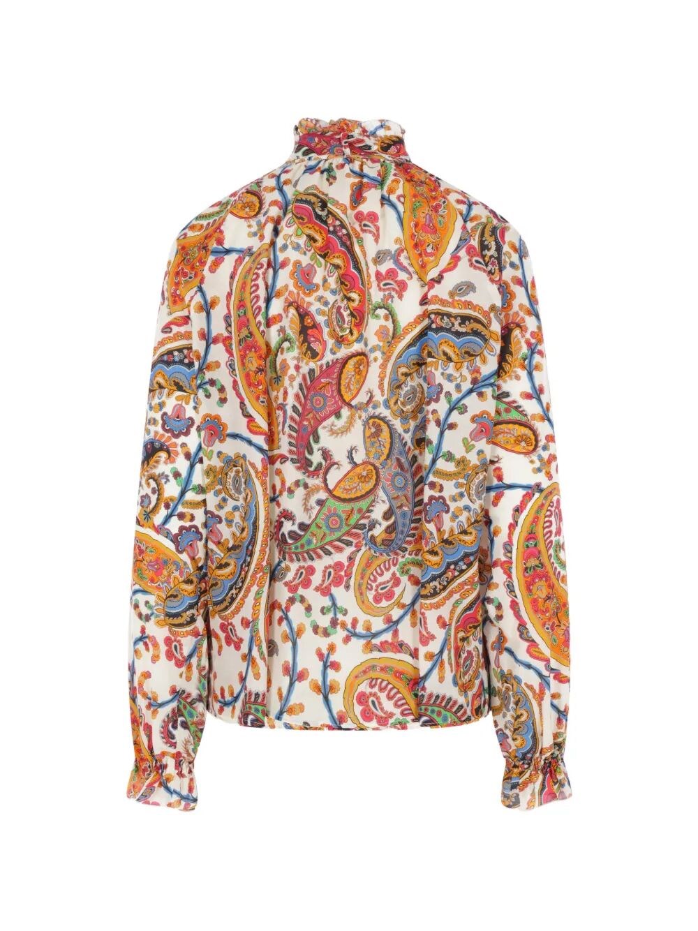 PAISLEY-PRINT TIE-NECK SILK BLEND BLOUSE
