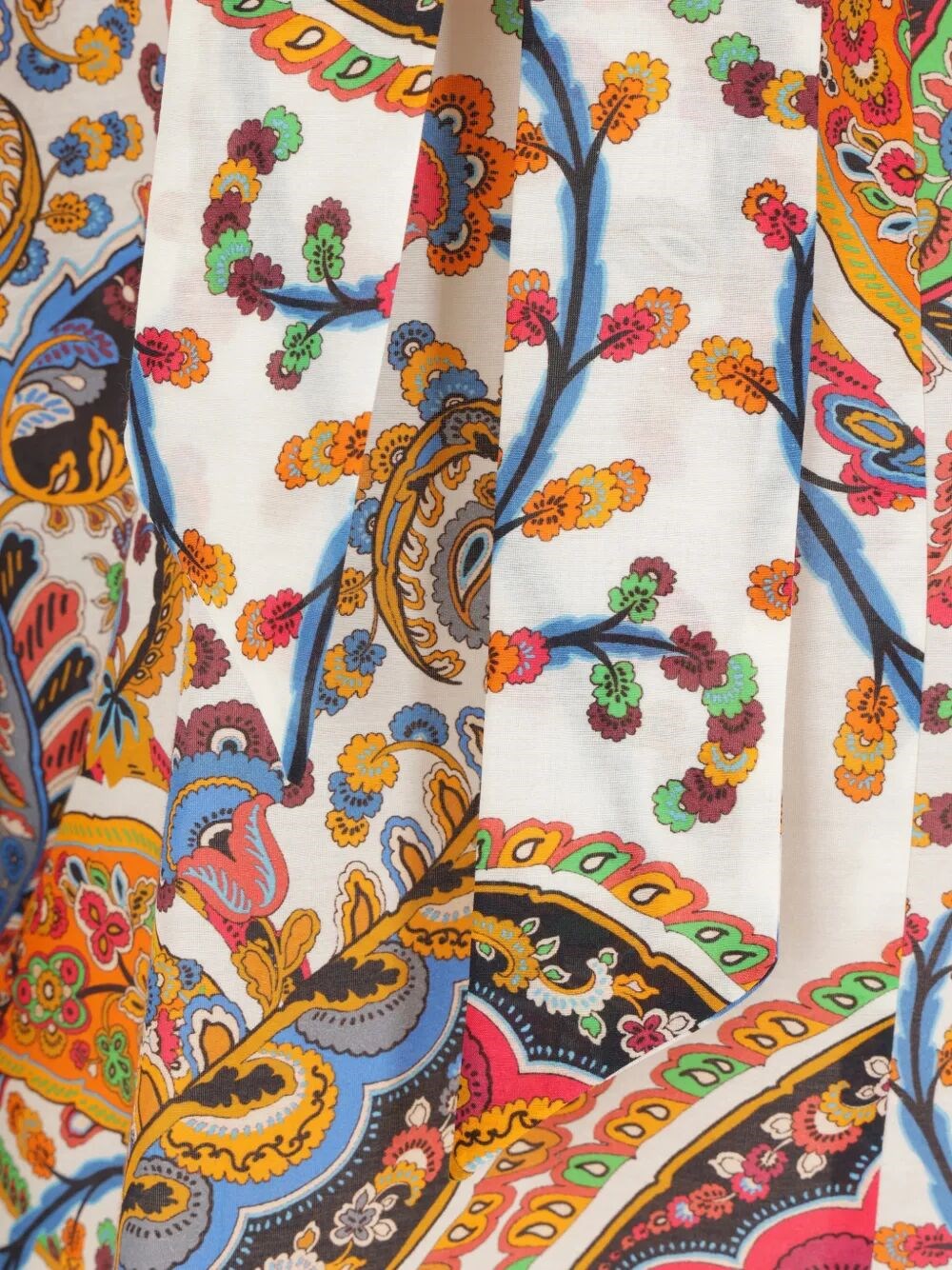 PAISLEY-PRINT TIE-NECK SILK BLEND BLOUSE