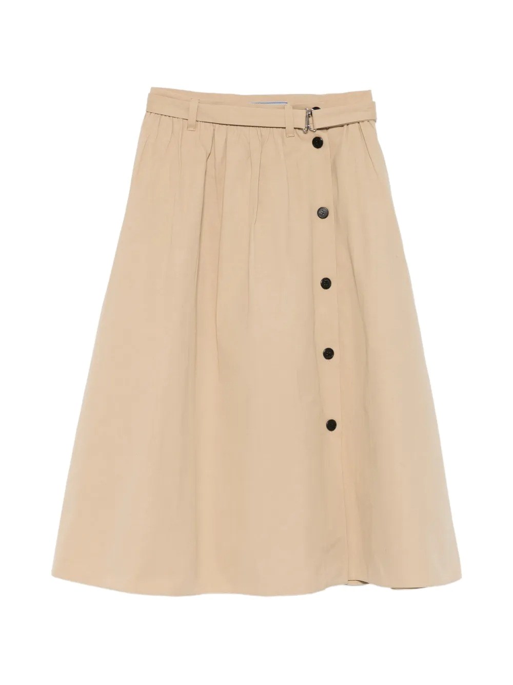 BUTTON-DETAIL BELTED COTTON MIDI SKIRT