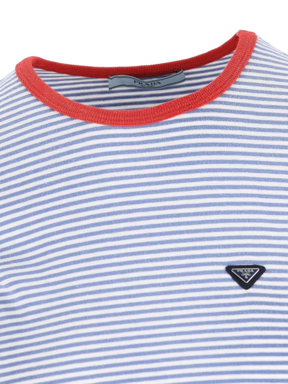 CONTRAST-TRIM STRIPED COTTON T-SHIRT
