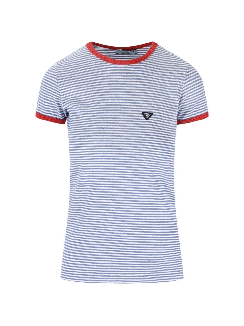 CONTRAST-TRIM STRIPED COTTON T-SHIRT
