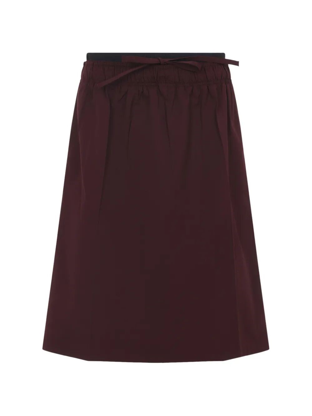 DRAWSTRING POPLIN MIDI SKIRT