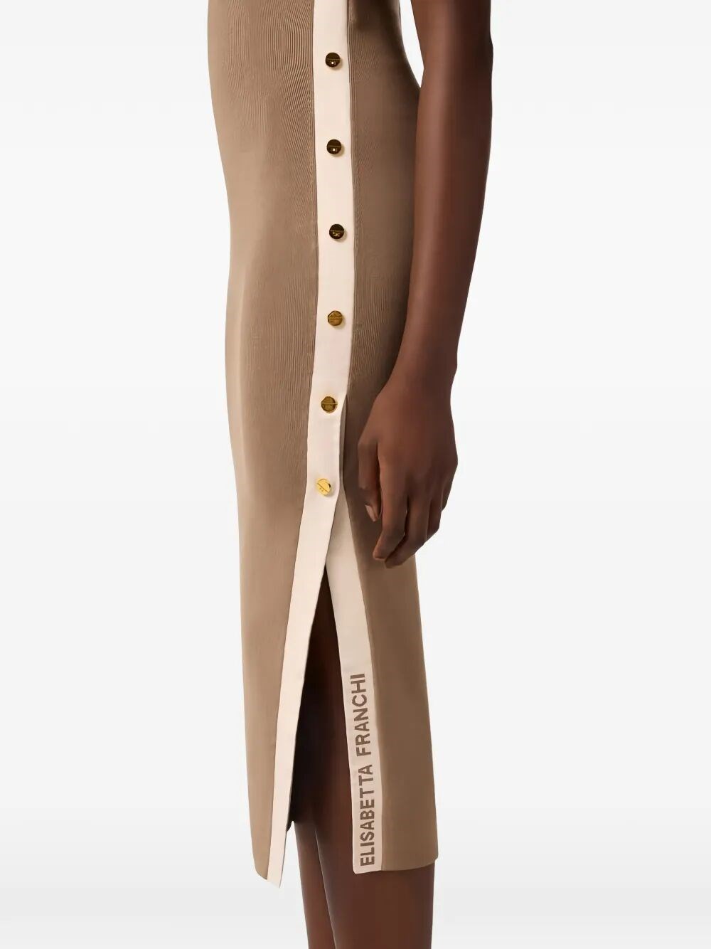 SLEEVELESS KNIT MIDI DRESS WITH SHINY VISCOSE BANDS