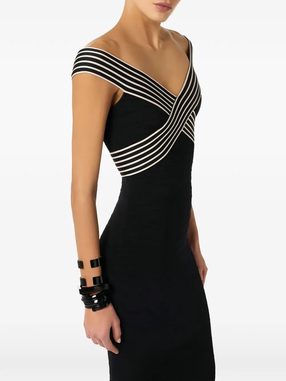 KNIT LONG DRESS WITH STRIPED BANDS