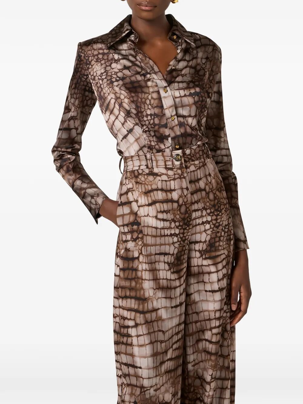 ALLIGATOR-PRINT SATIN SHIRT