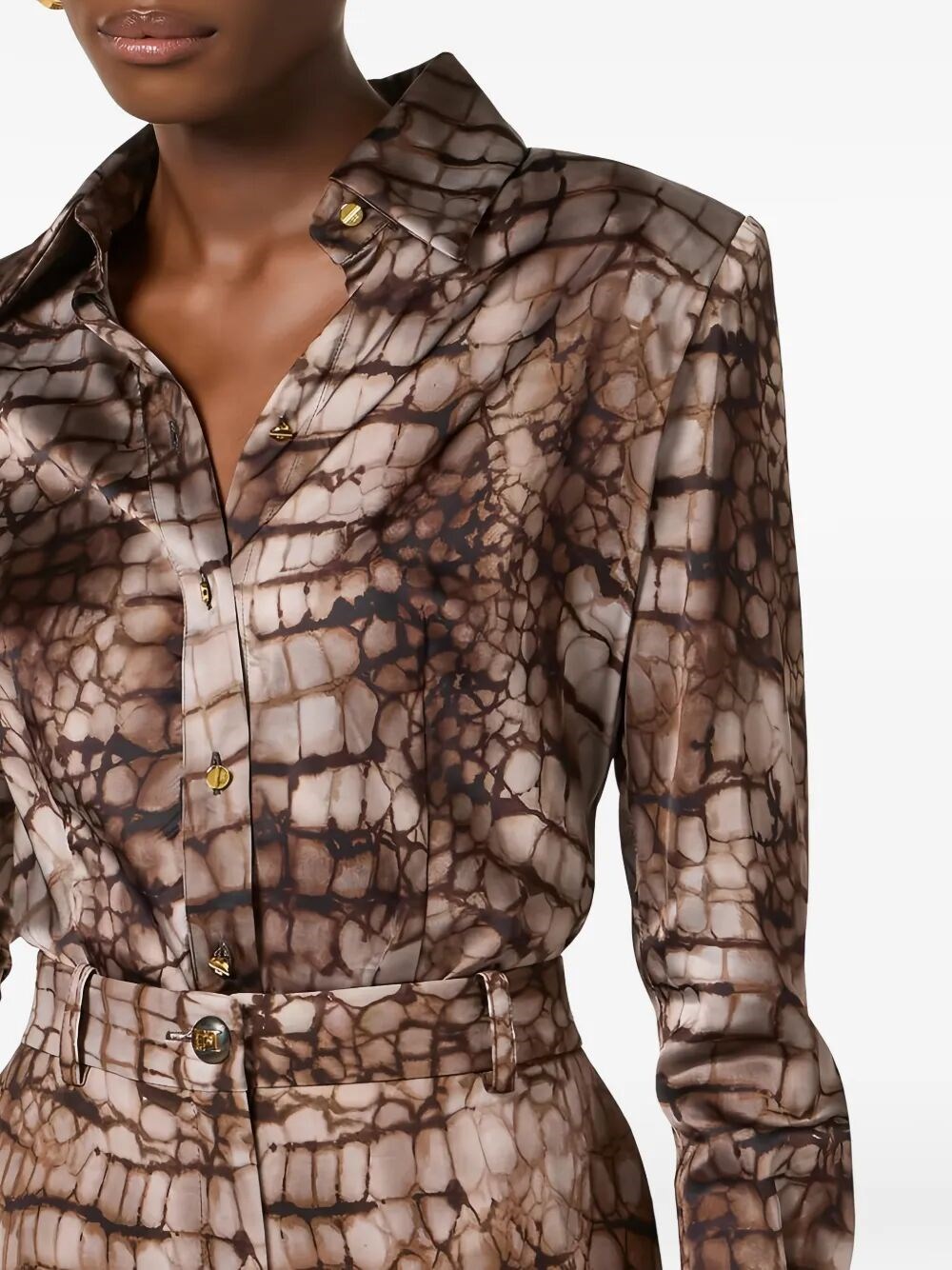 ALLIGATOR-PRINT SATIN SHIRT