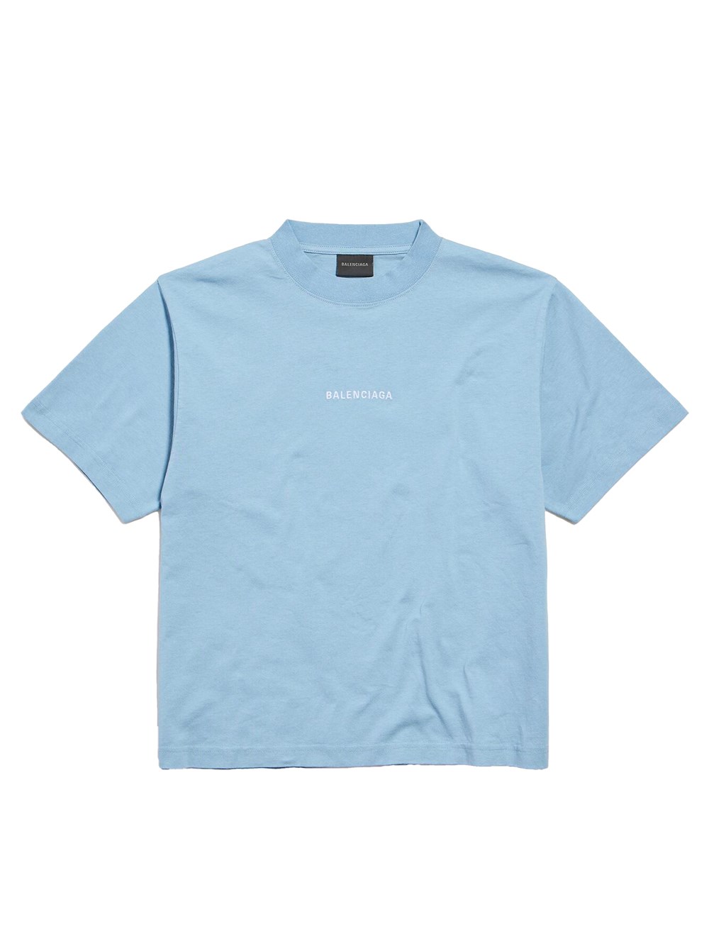 WOMEN`S BALENCIAGA BACK T-SHIRT MEDIUM FIT IN LIGHT BLUE/WHITE