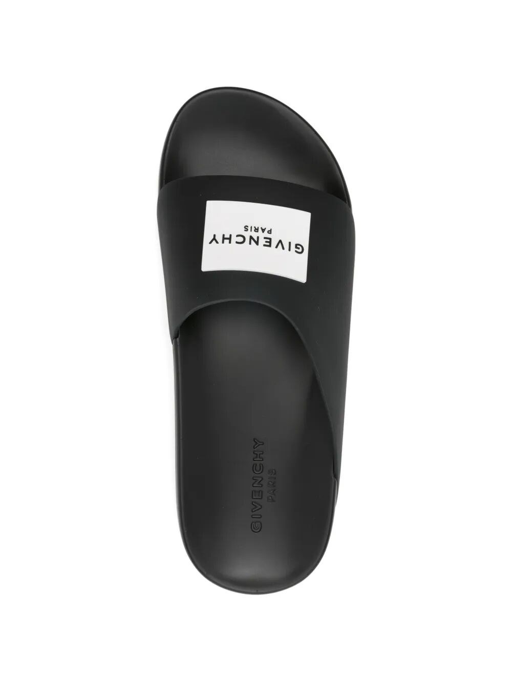LABEL SLIDE FLAT MULES IN RUBBER