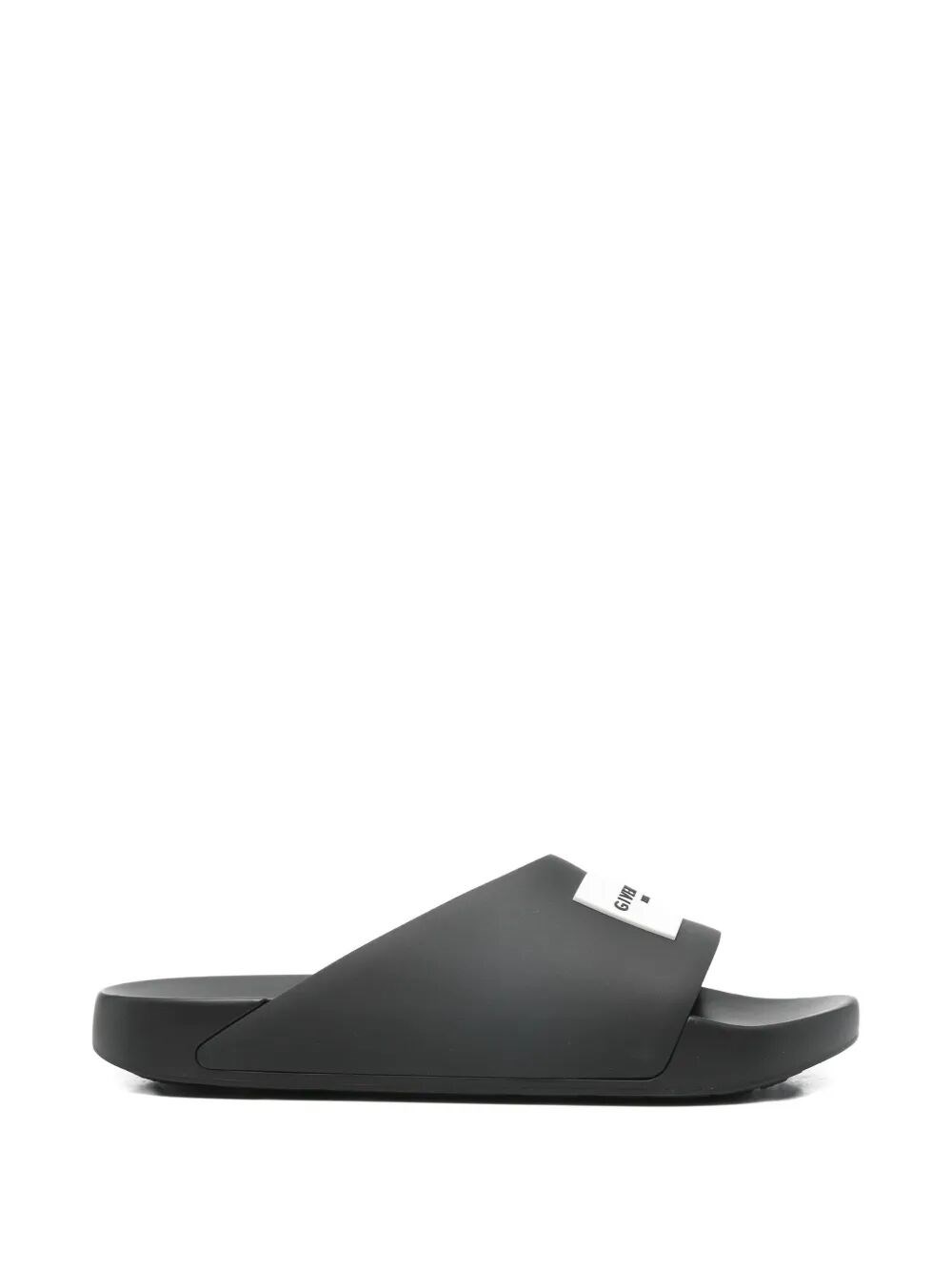 LABEL SLIDE FLAT MULES IN RUBBER