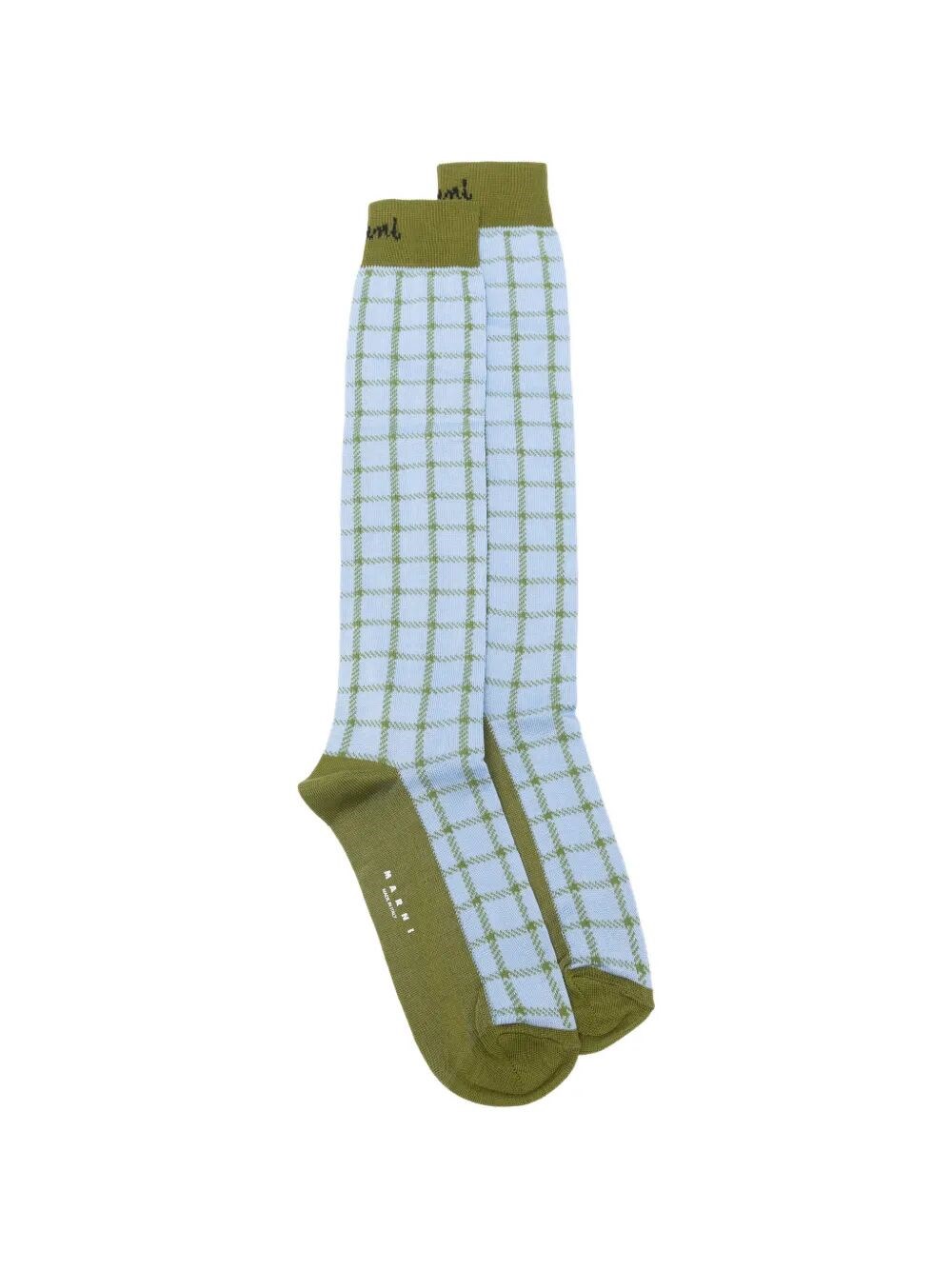 KNEE-HIGH COTTON SOCKS WITH JACQUARD CHECK