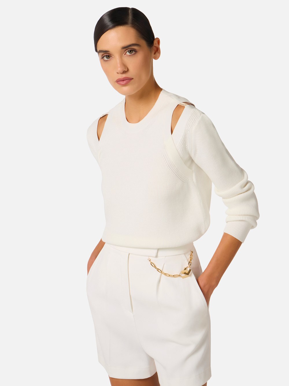 CUT-OUT KNIT SWEATER