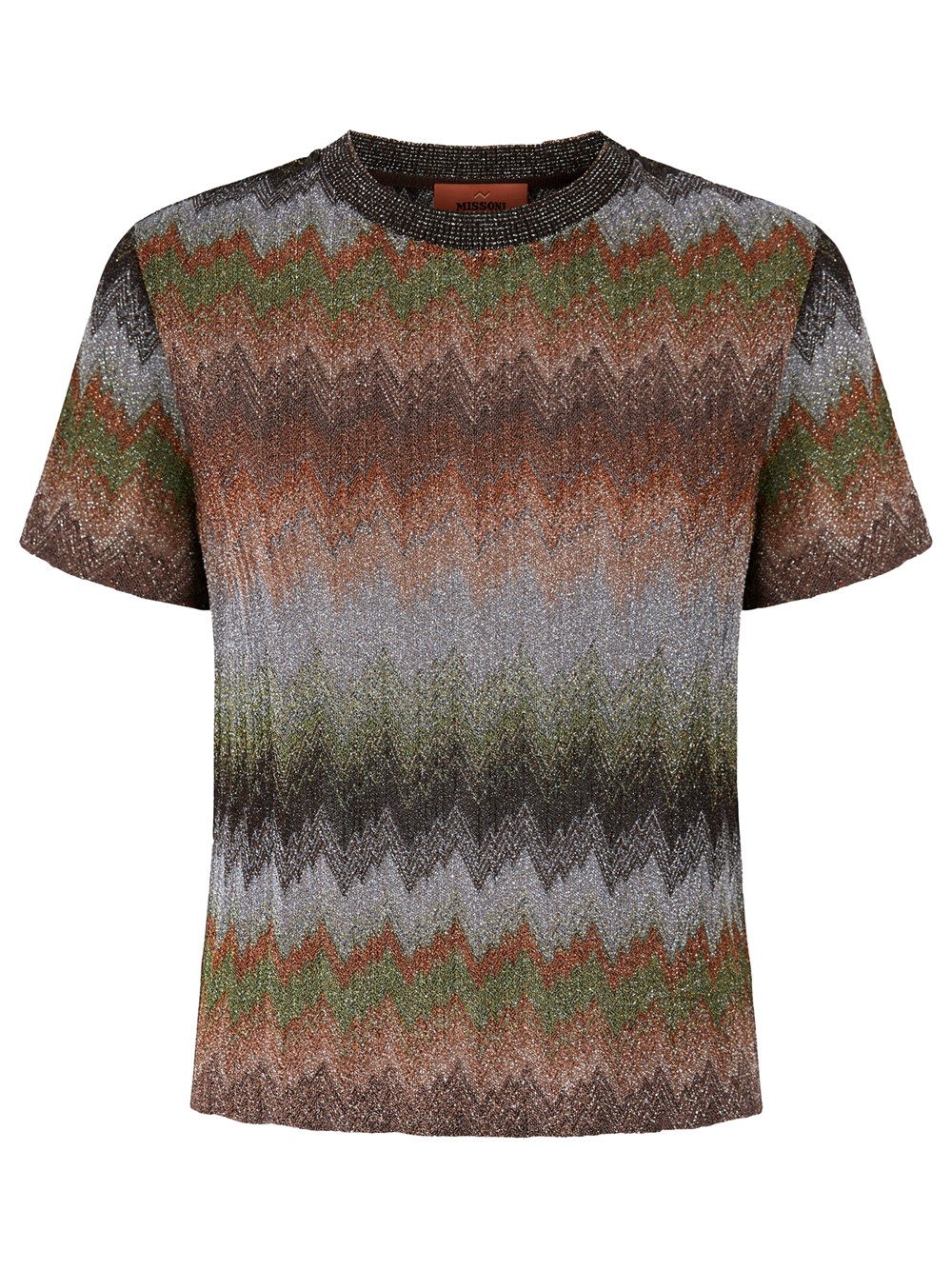 SNAKE-PATTERN VISCOSE LAMÉ CREWNECK T-SHIRT