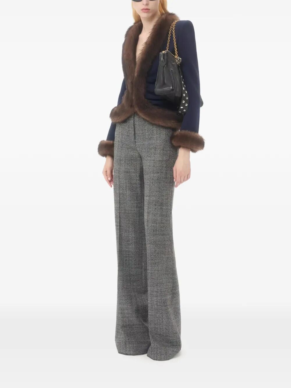 VALENTINO GARAVANI PANTHEA SHOULDER BAG IN NAPPA LEATHER WITH CHEVRON PATTERN