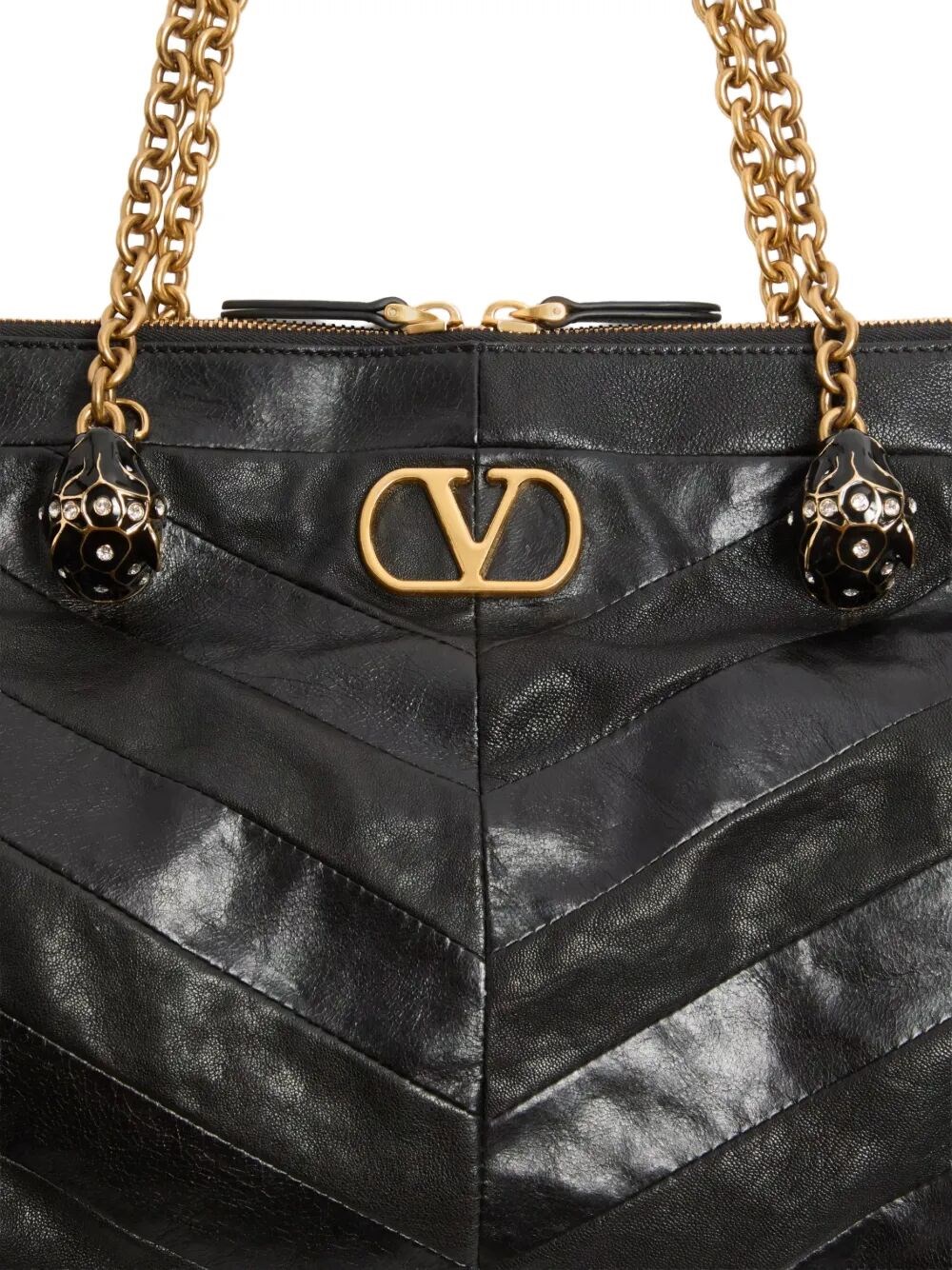 VALENTINO GARAVANI PANTHEA SHOULDER BAG IN NAPPA LEATHER WITH CHEVRON PATTERN
