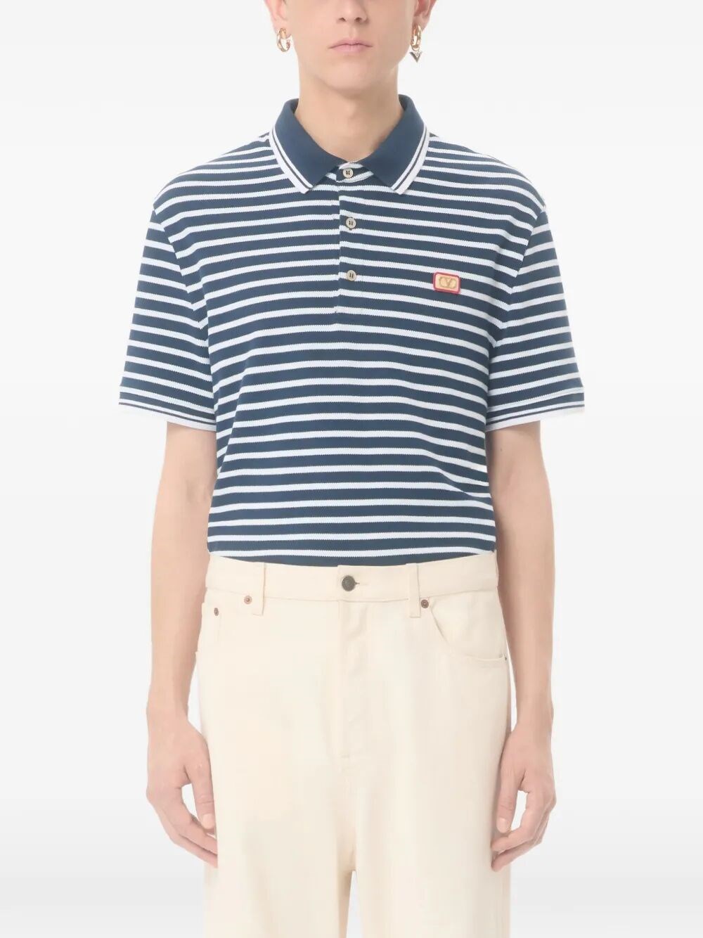 VALENTINO COTTON PIQUÉ POLO WITH VLOGO PATCH