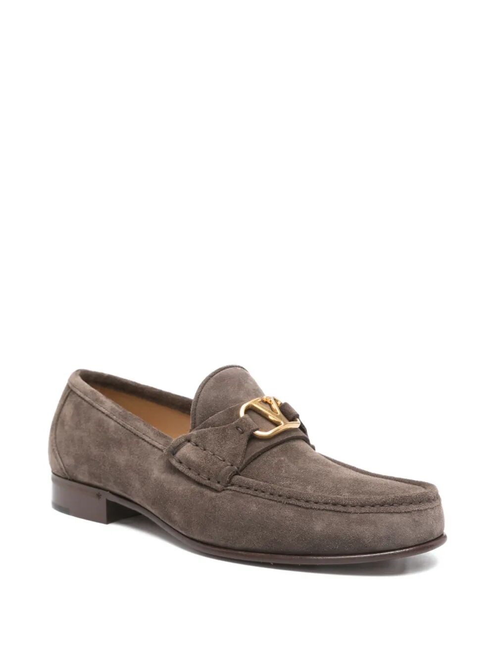V LOGO PLAQUE SUEDE LOAFERS