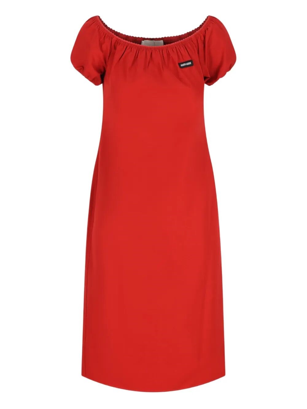BOAT NECKLINE COTTON POPLIN MIDI DRESS