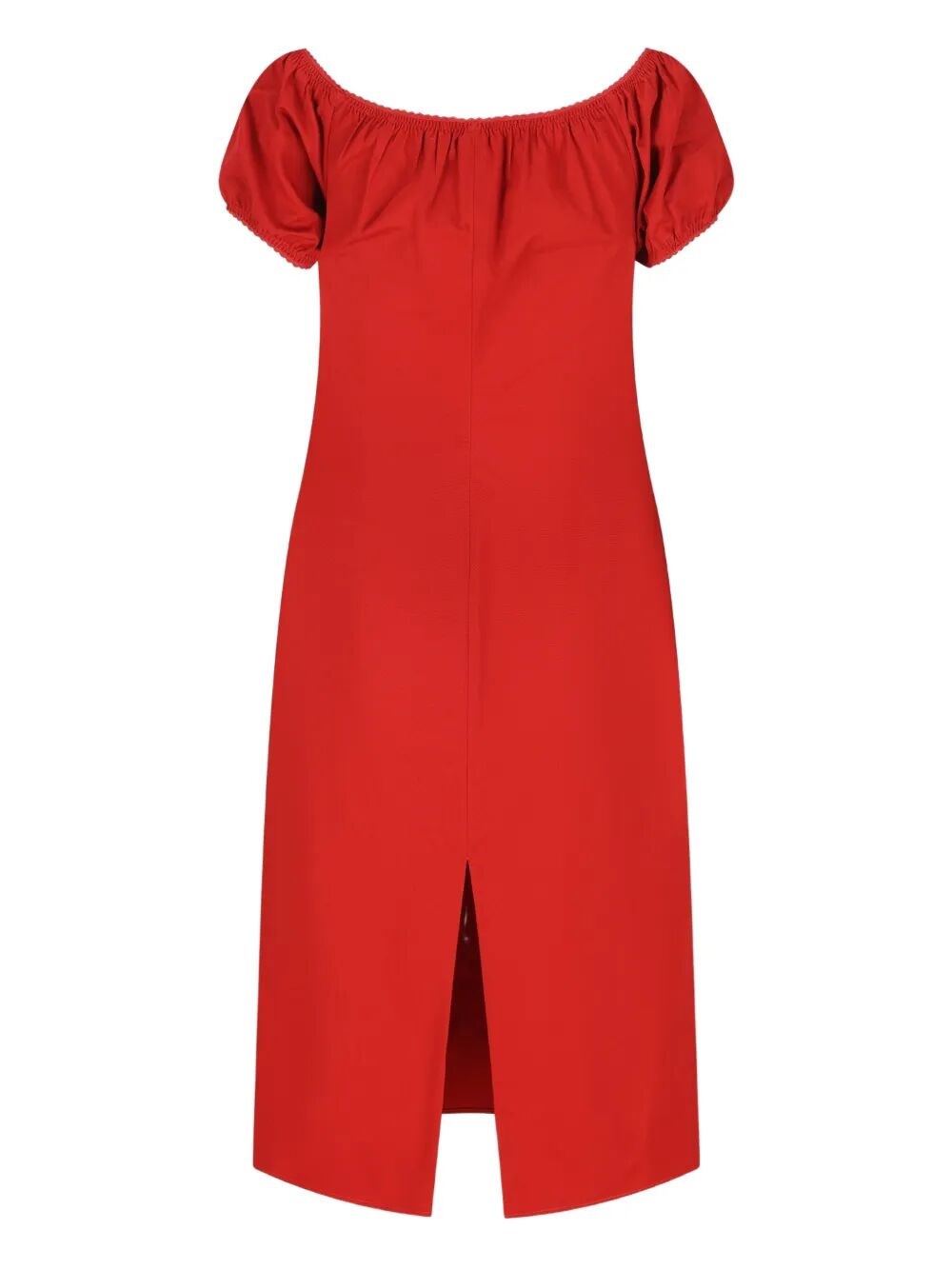 BOAT NECKLINE COTTON POPLIN MIDI DRESS