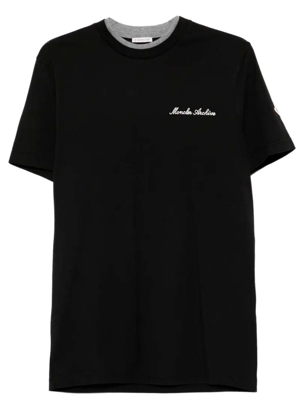 EMBROIDERED LOGO AND DOUBLE CREW NECKLINE COTTON T-SHIRT 