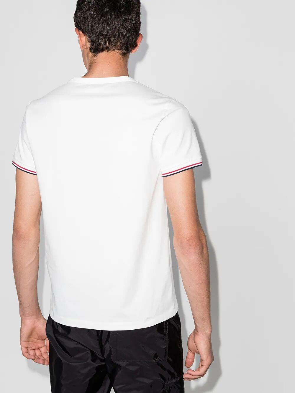 TRICOLOUR-TRIMMED COTTON T-SHIRT
