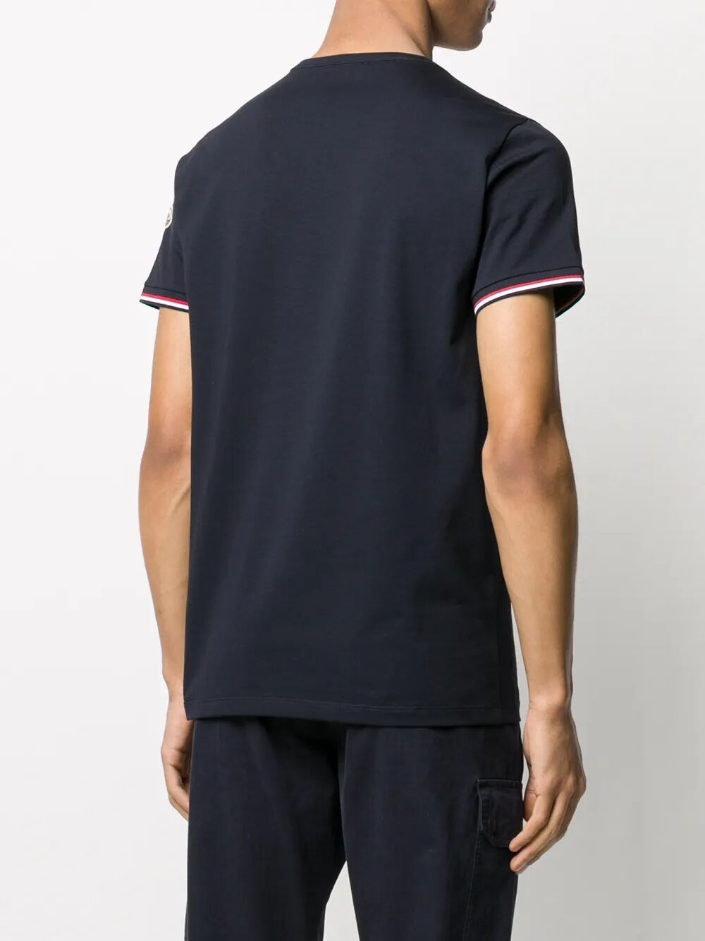 TRICOLOUR-TRIMMED COTTON T-SHIRT