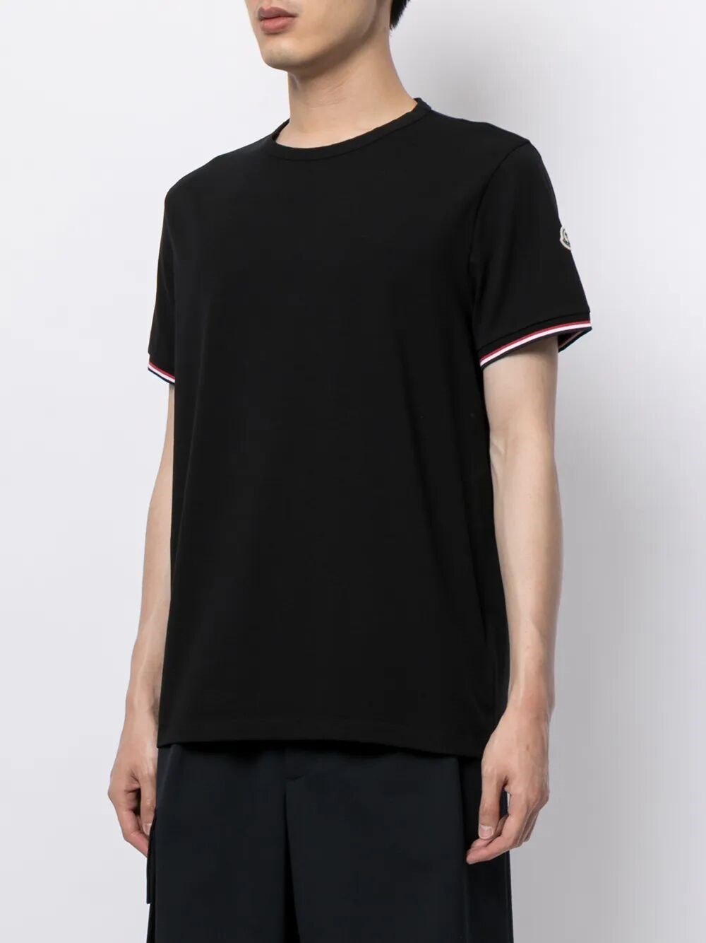 TRICOLOUR-TRIMMED COTTON T-SHIRT