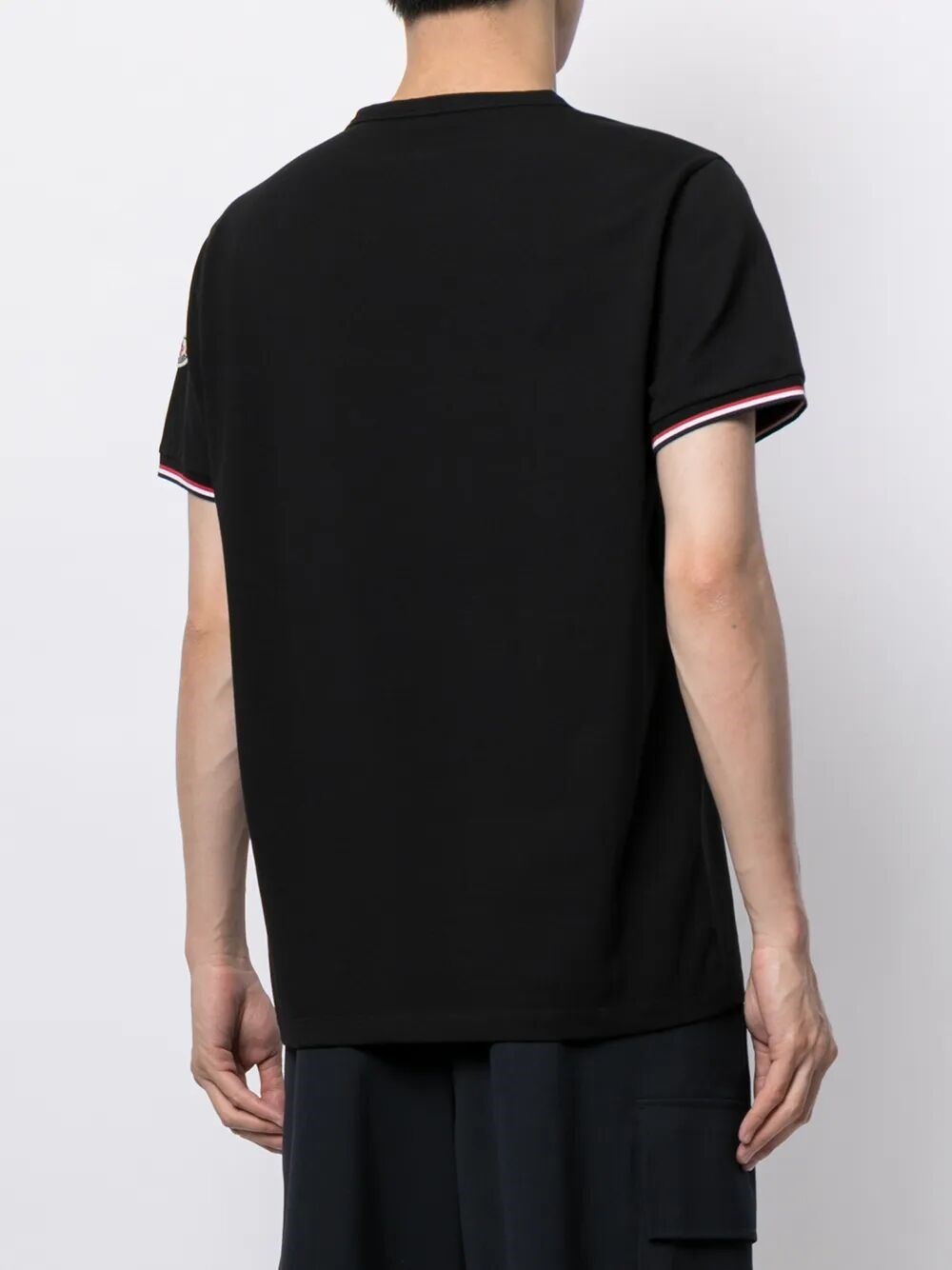 TRICOLOUR-TRIMMED COTTON T-SHIRT
