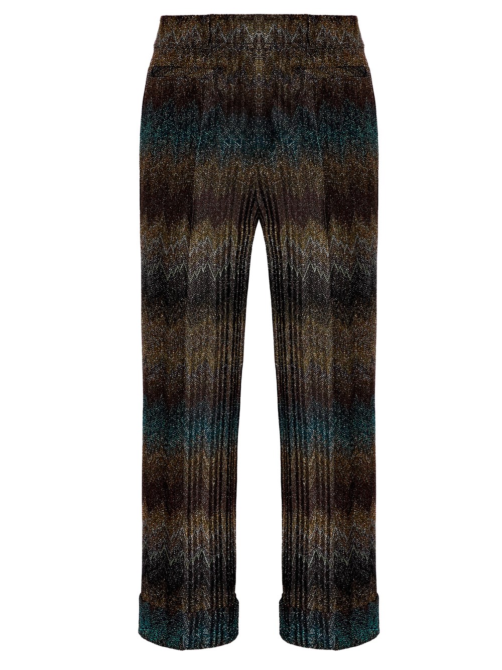 SNAKE-PATTERN VISCOSE LAMÉ FLARED TROUSERS