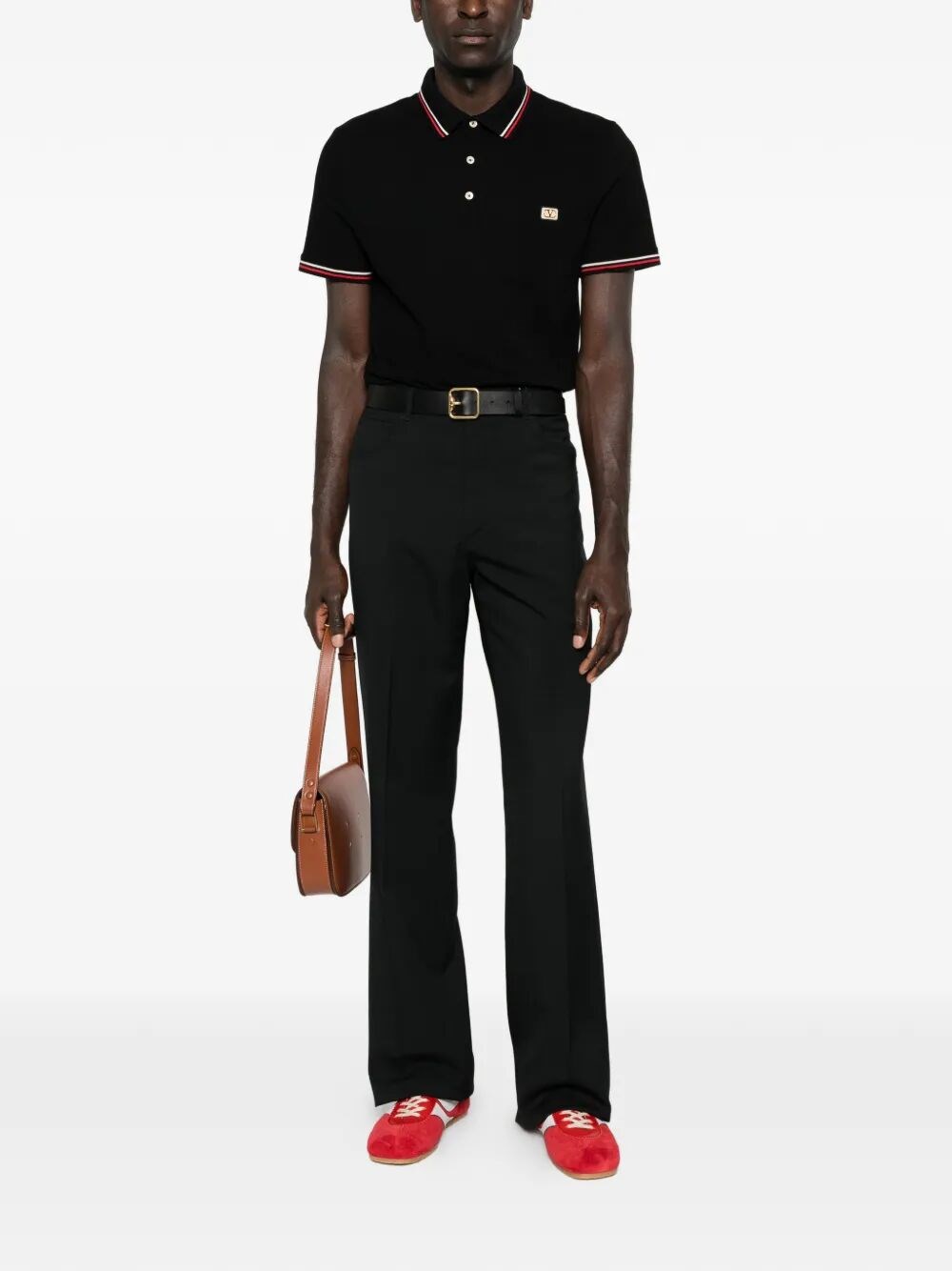 COTTON PIQUET POLO SHIRT WITH VLOGO PATCH