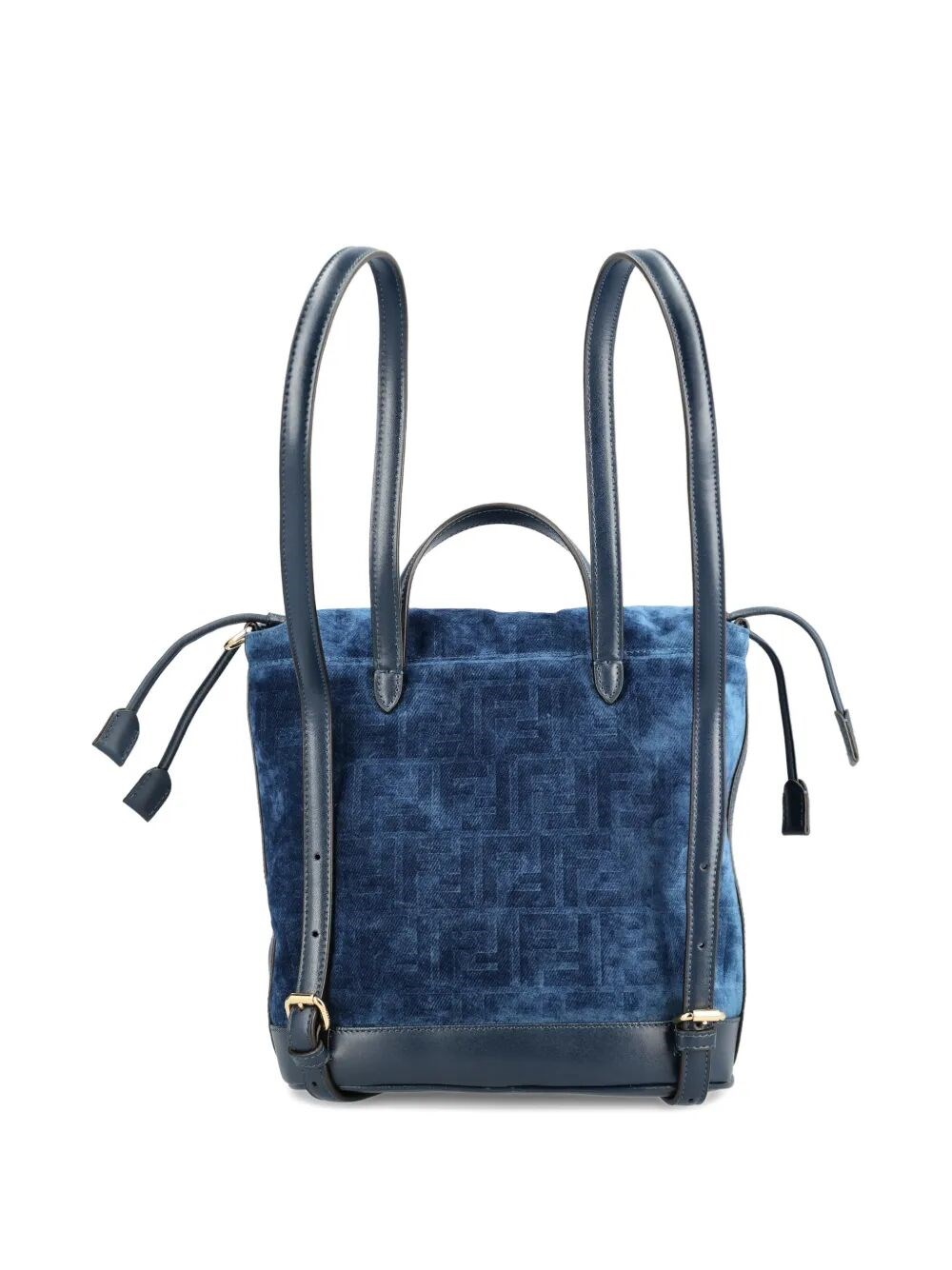 FF FLOCKED DENIM BACKPACK IN BLUE 