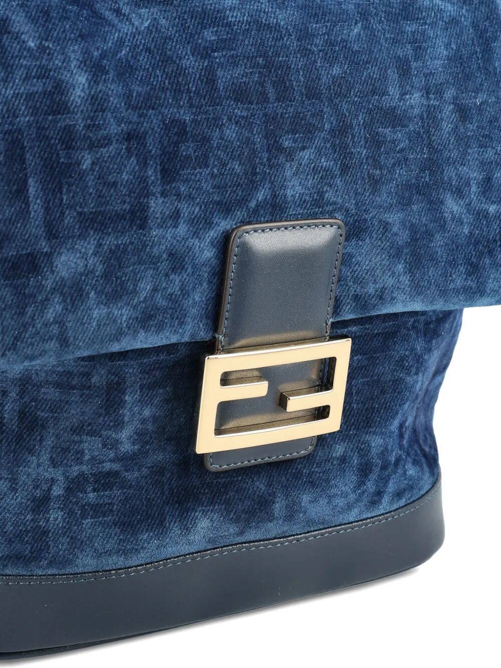 FF FLOCKED DENIM BACKPACK IN BLUE 