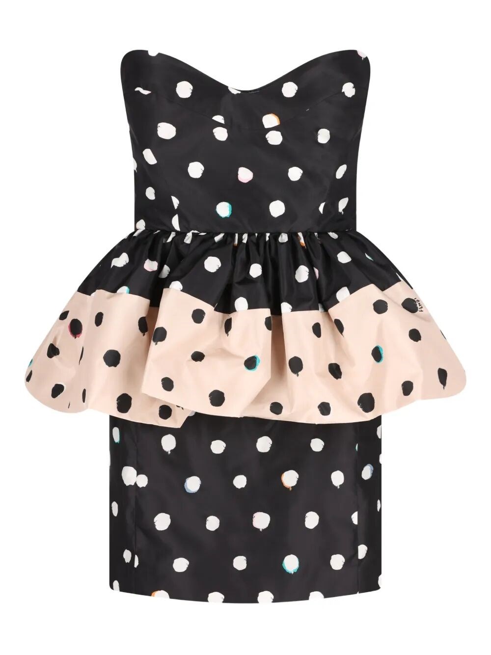 Fendi Women's Black Bustier Dress In Tafetta With Moth Dots Print