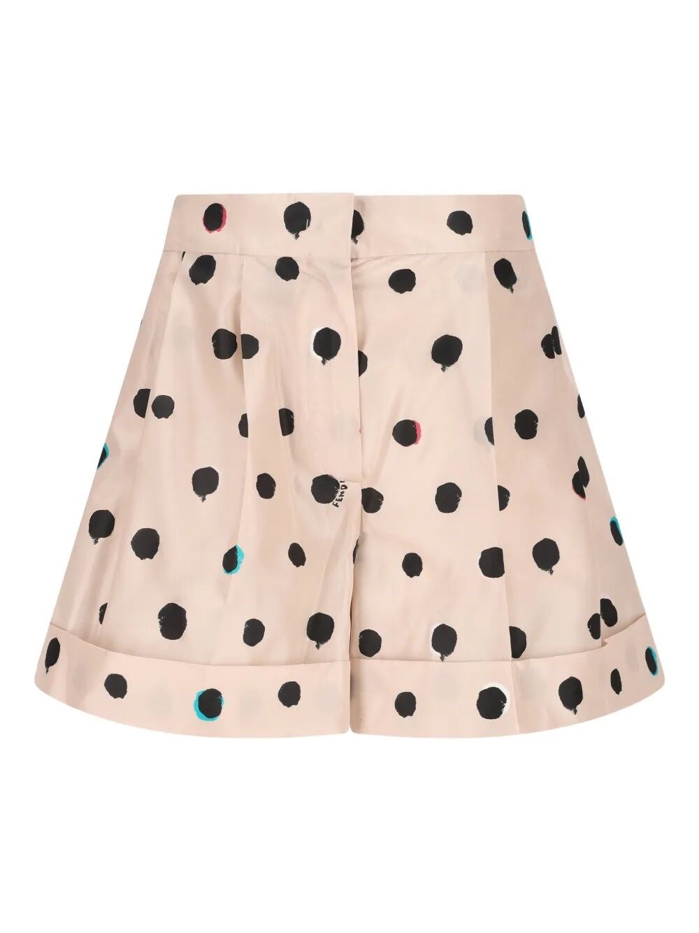 Fendi Women's Nude & Neutrals Flared Taffeta Shorts With Moth Dots Print