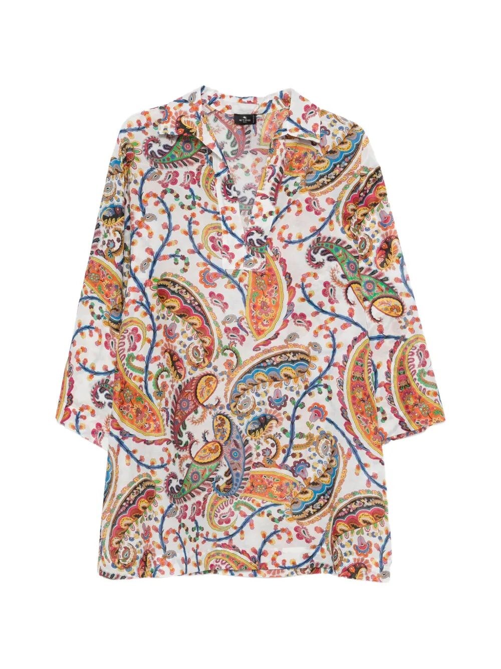 Etro Women's White Cotton Blouse With V-Neck And Paisley Print