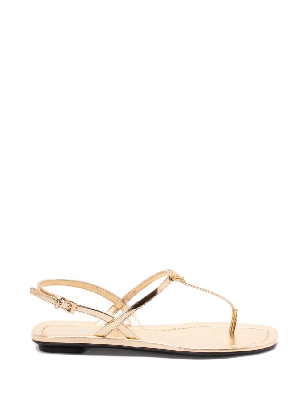 Prada Women's Metallic Low Patent Leather Flip Flops