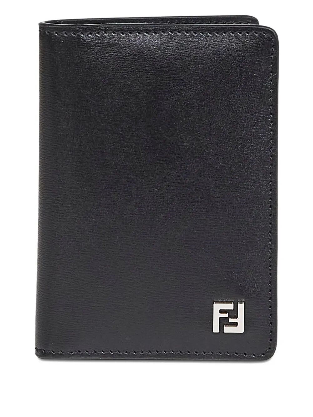 Fendi Men's Black Squared Ff Leather Card Holder