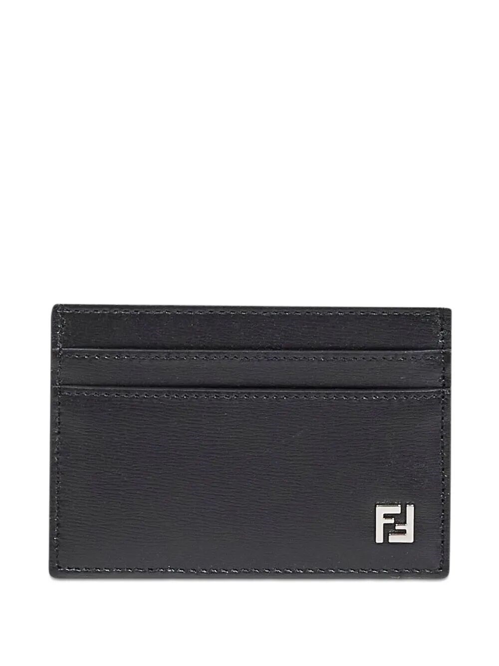 Fendi Men's Black Slim Squared Ff Leather Cardholder