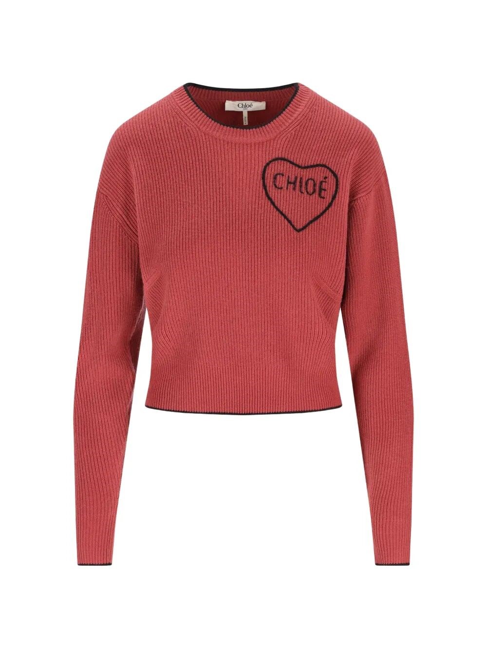 Chloé Women's Pink & Purple Short And Fitting Pullover With Wool Logo