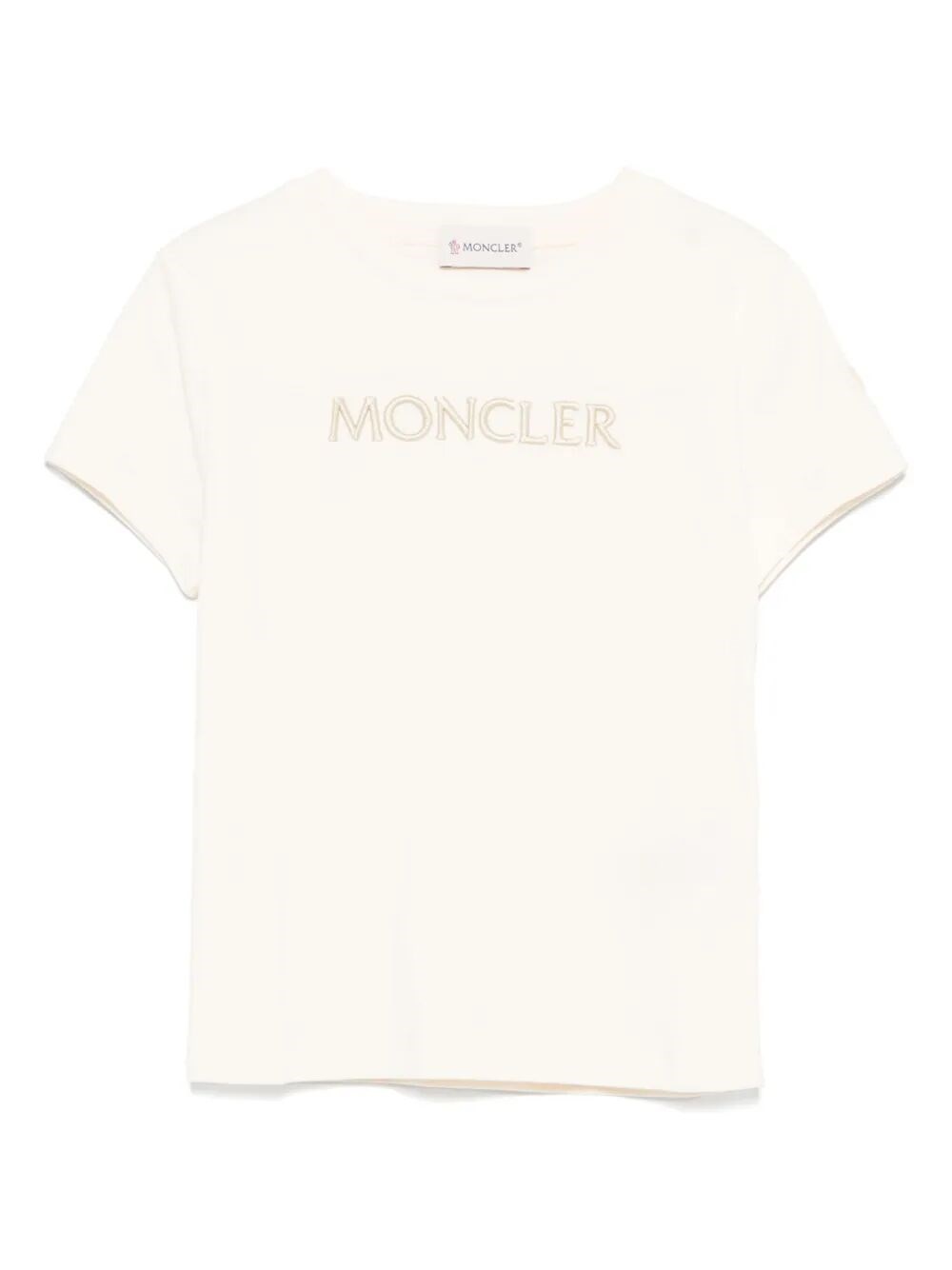 Moncler Kids Girls Nude & Neutrals Embroidered Logo Cotton T-Shirt