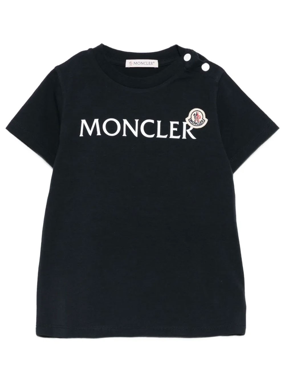Moncler Kids Boys Blue Logo-Print Cotton T-Shirt With Logo Patch