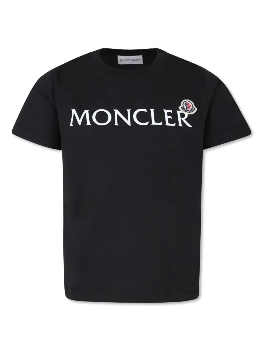 Moncler Kids Boys Black Cotton T-Shirt With Logo Print And Patch