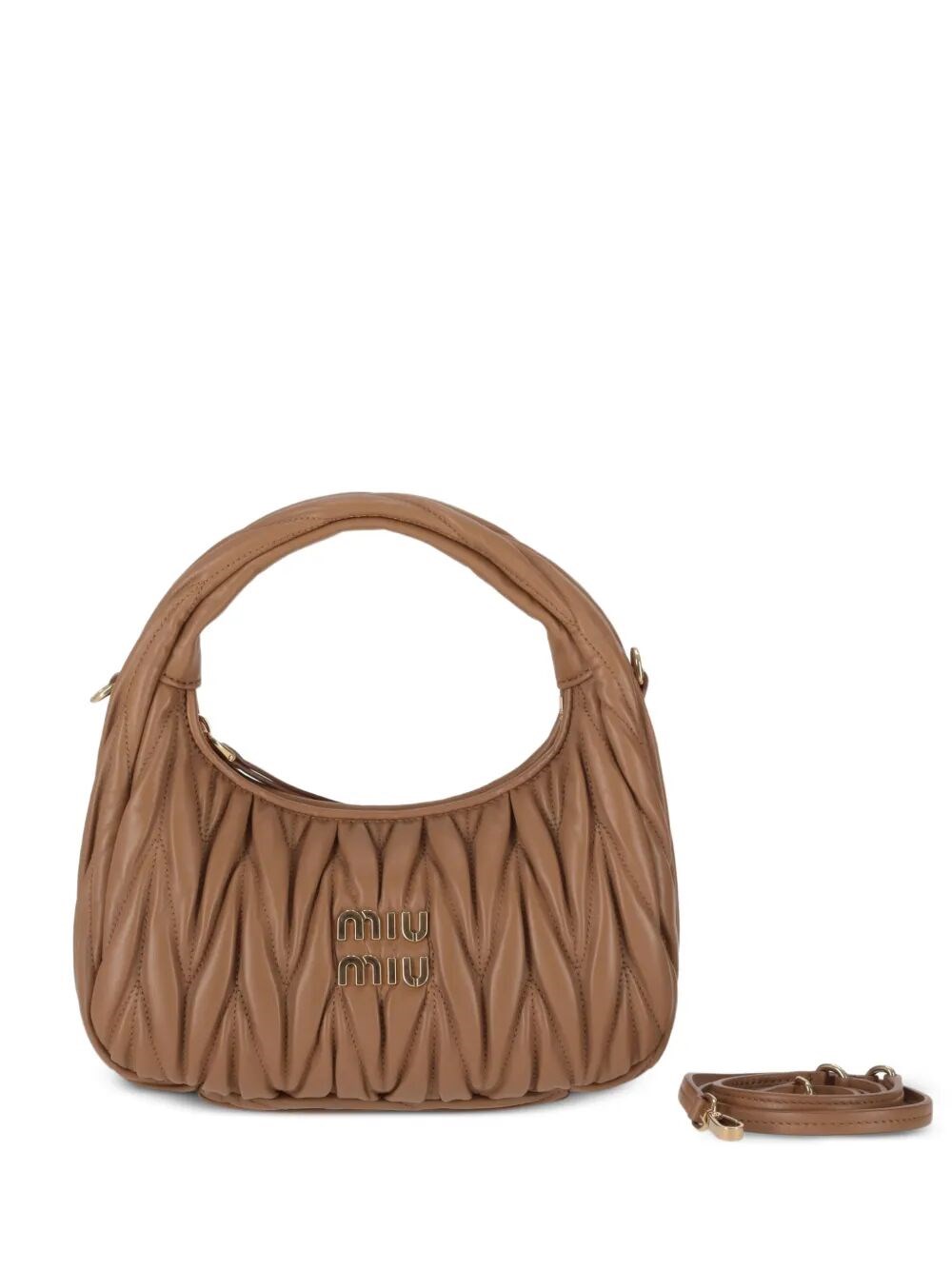 Miu Miu Women's Brown Wander Small Hobo Bag In Quilted Nappa
