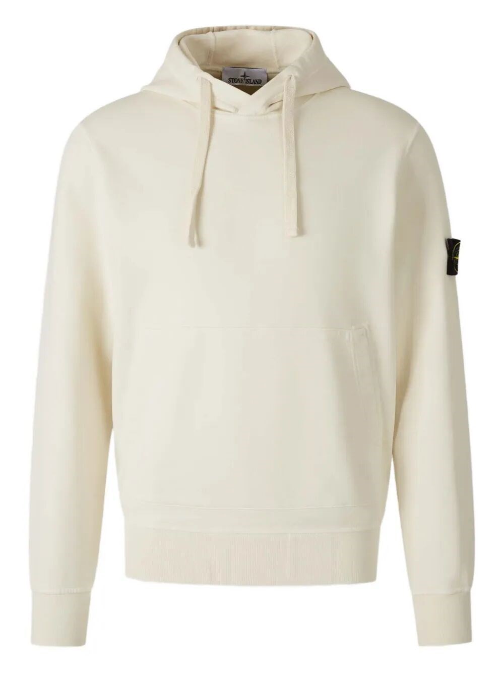 Stone Island Men's White Regular Fit Cotton Hoodie