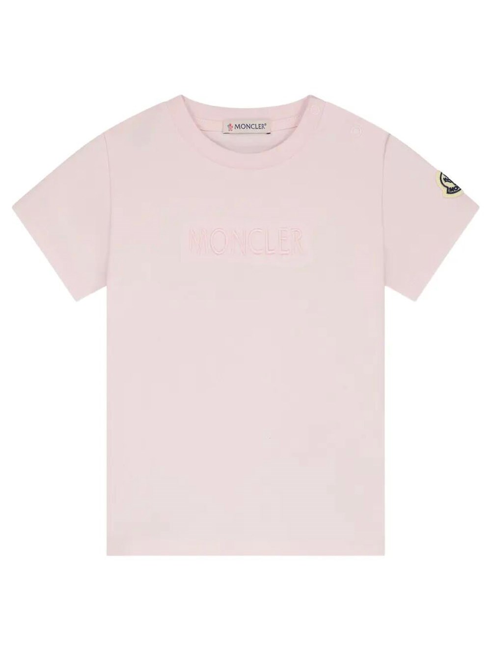 Moncler Kids Girls Pink & Purple Short Sleeve T-Shirt With Embroidered Logo And Patch